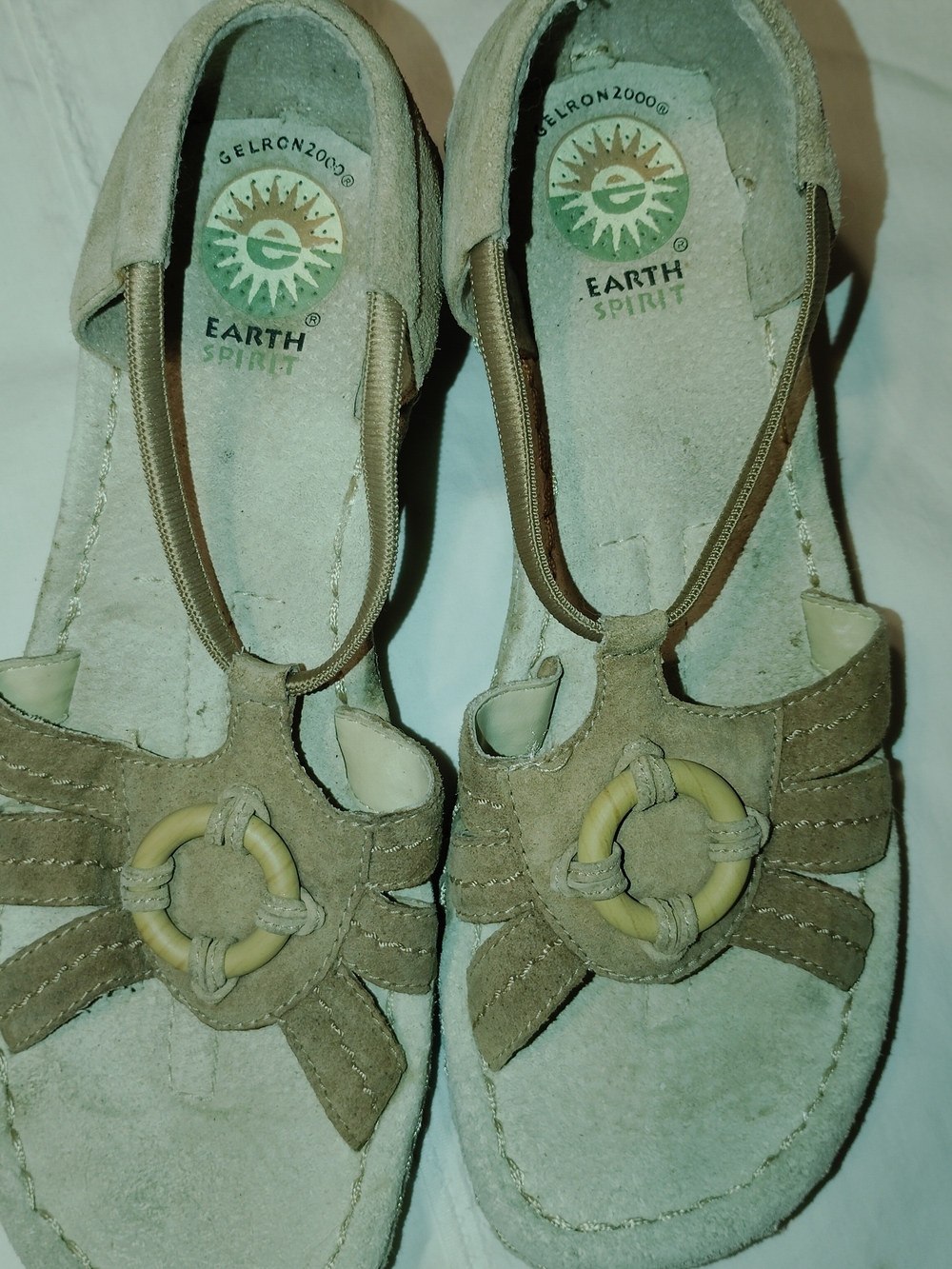 liberty Taupe Suede T-Strap Ring Sandals